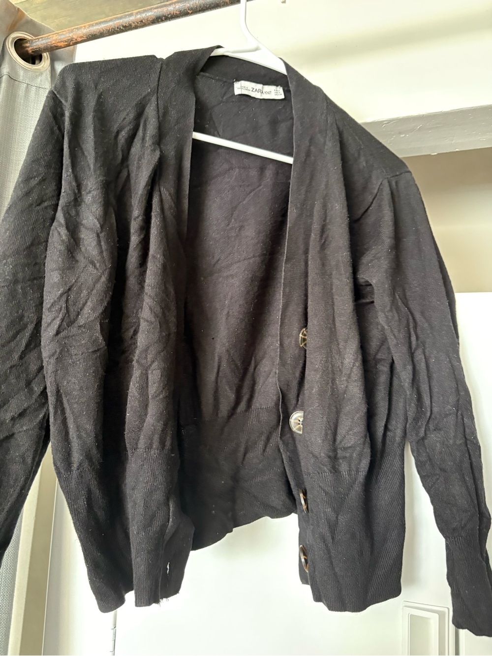 Zara Woman Black Button-Front Sweater Cardigan
